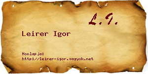 Leirer Igor névjegykártya